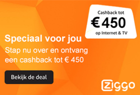 Ontvang nu tot wel €450 cashback op Internet & TV van Ziggo